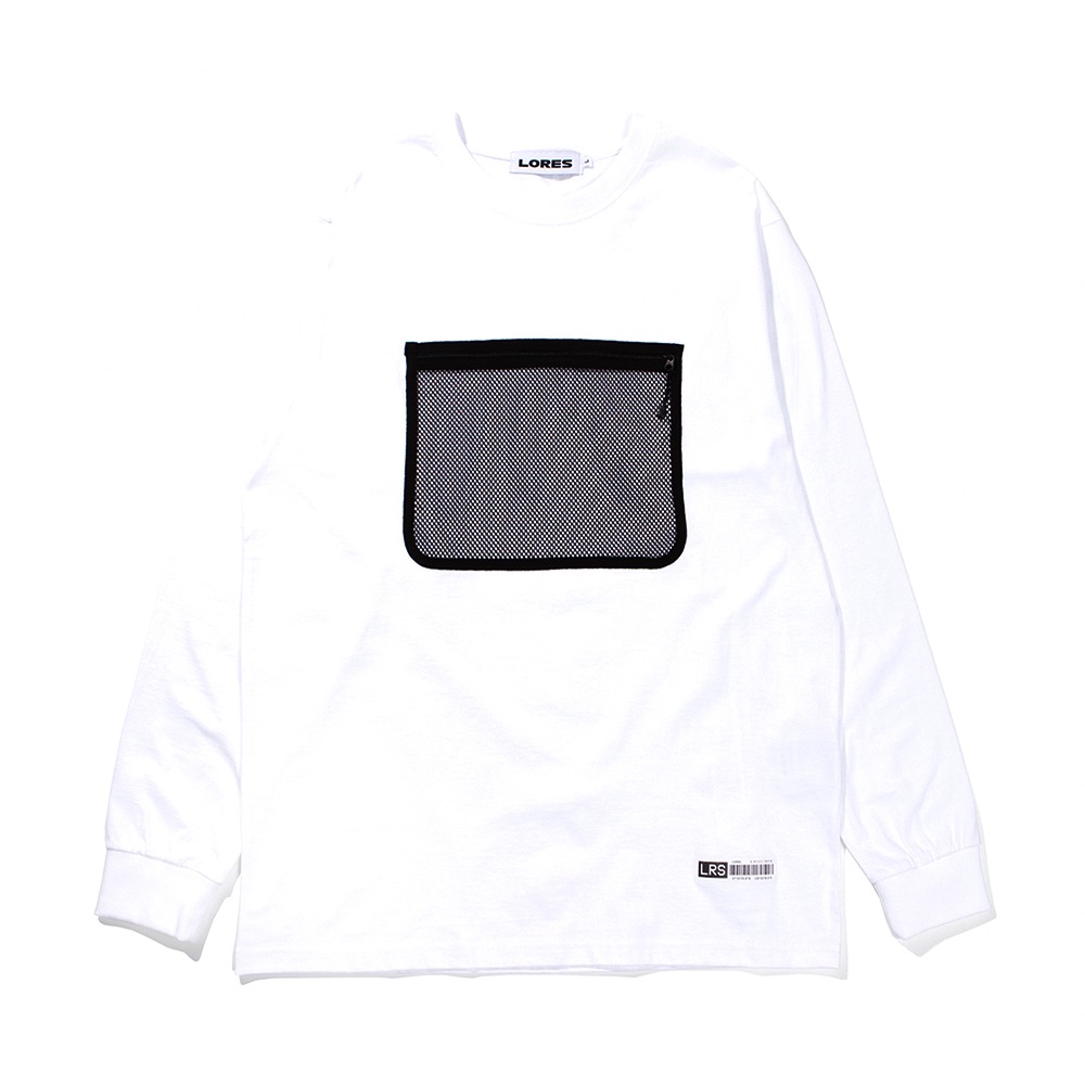 Mesh Pocket L/S T-shirts - White