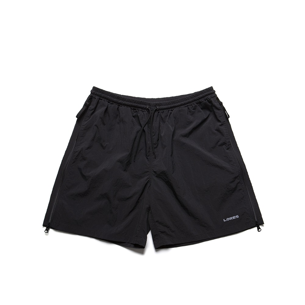 Nylon Zip Vent Shorts - Black