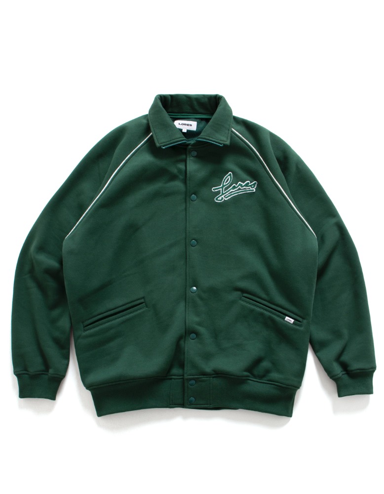 Cotton Piping Raglan Jacket - Forest Green