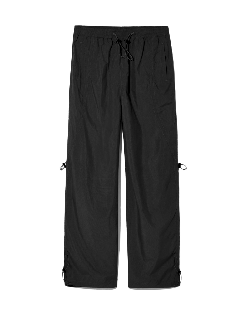Curved String Pants - Black