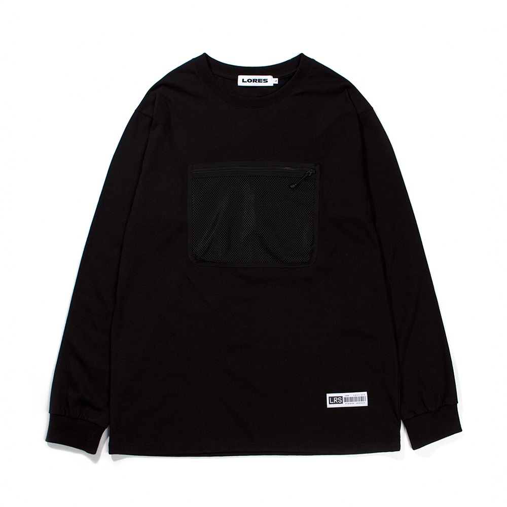 Mesh Pocket L/S T-shirts - Black