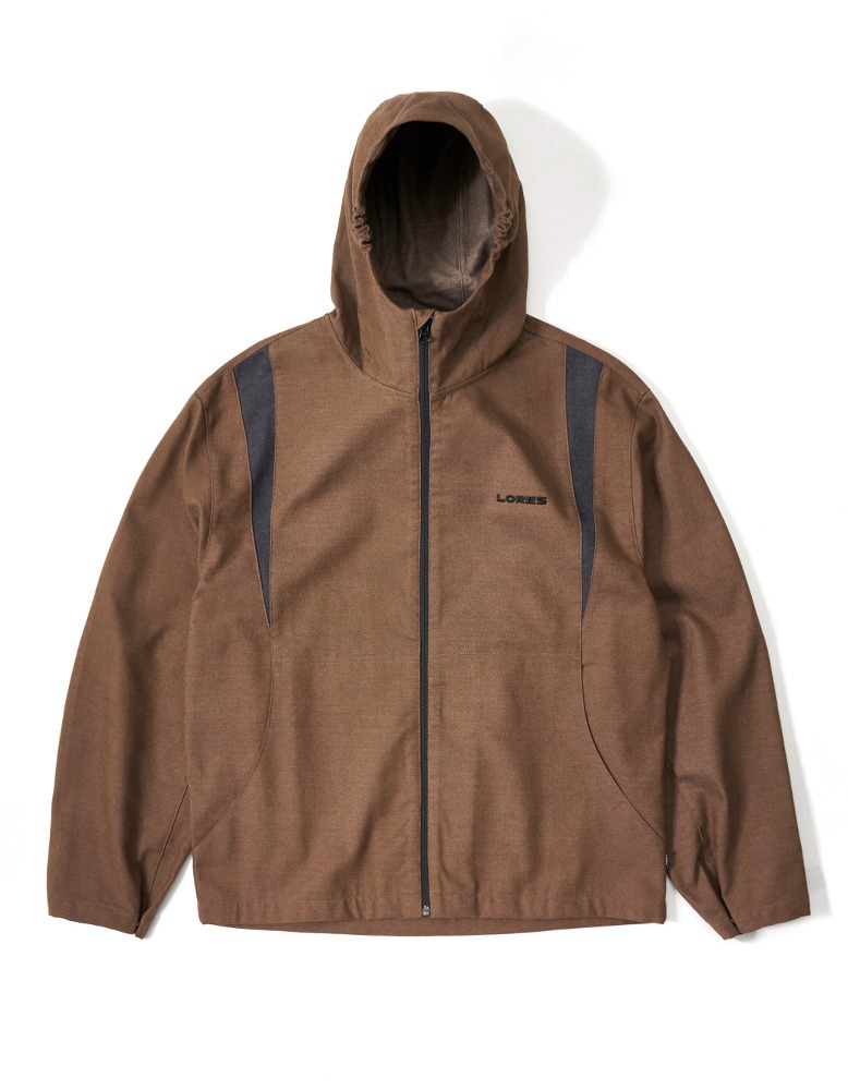 Hooded Panel Jacket - Brown