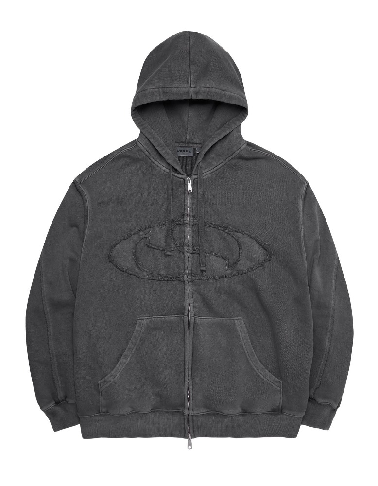 Pigment Dyed Zip Hoodie - Charcoal