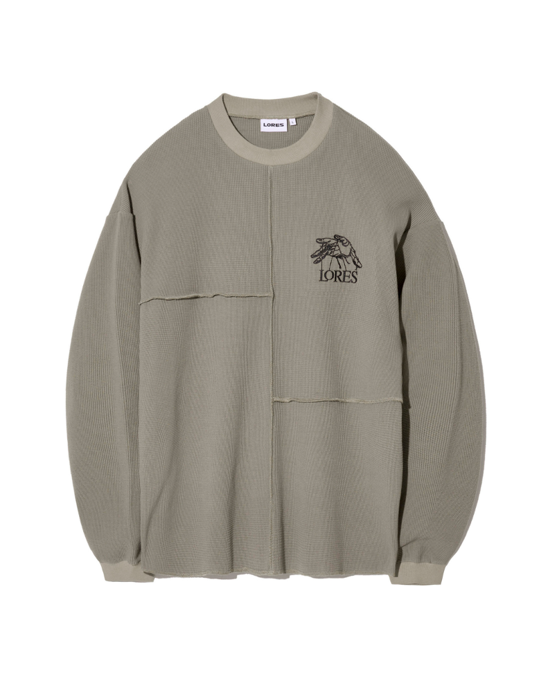 Puppet Waffle L/S Tee - Ash Green