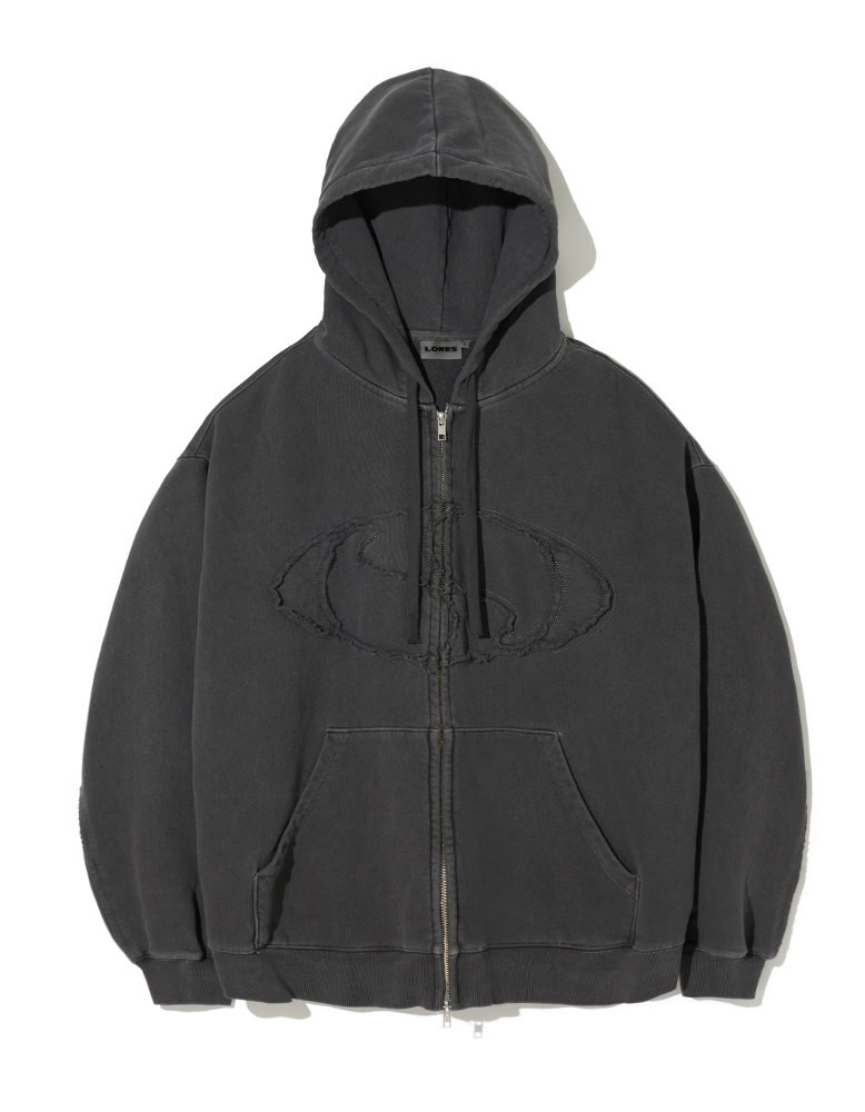 Advanced Pigment Dyed Zip Hoodie - Charcoal