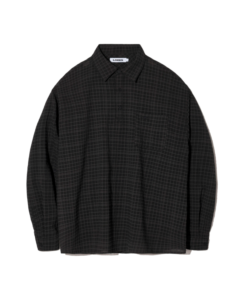 Plaid Pullover Shirt - Black