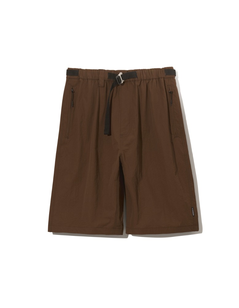 Nylon Belted Shorts - Brown