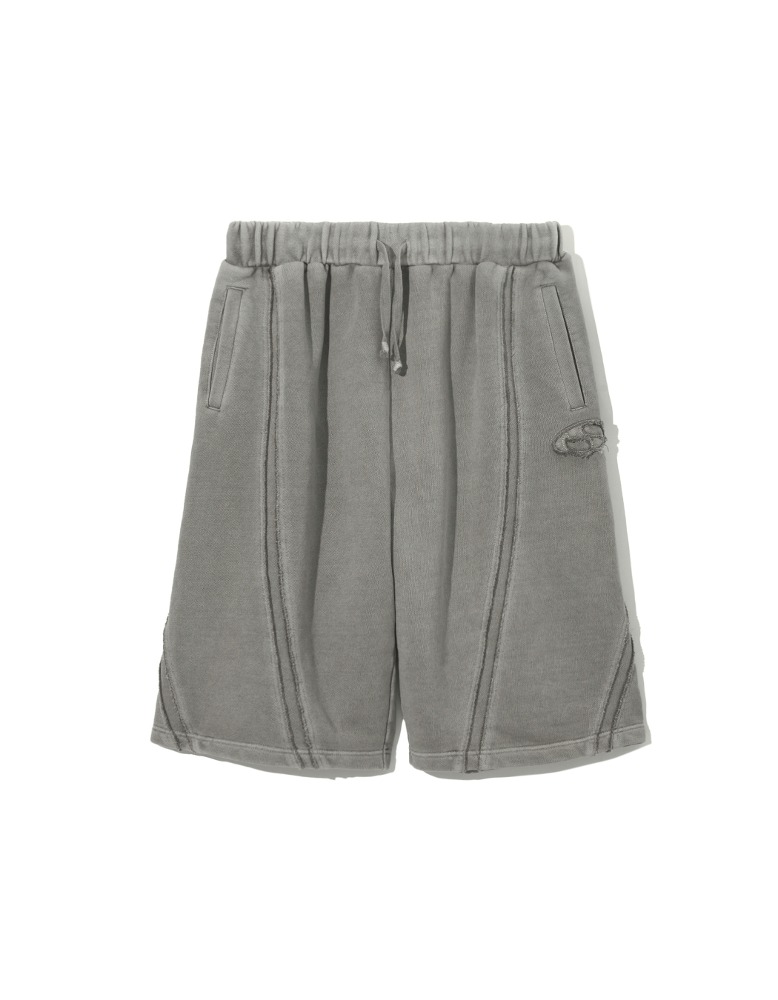 Curved Panel Sweat Shorts - Grey