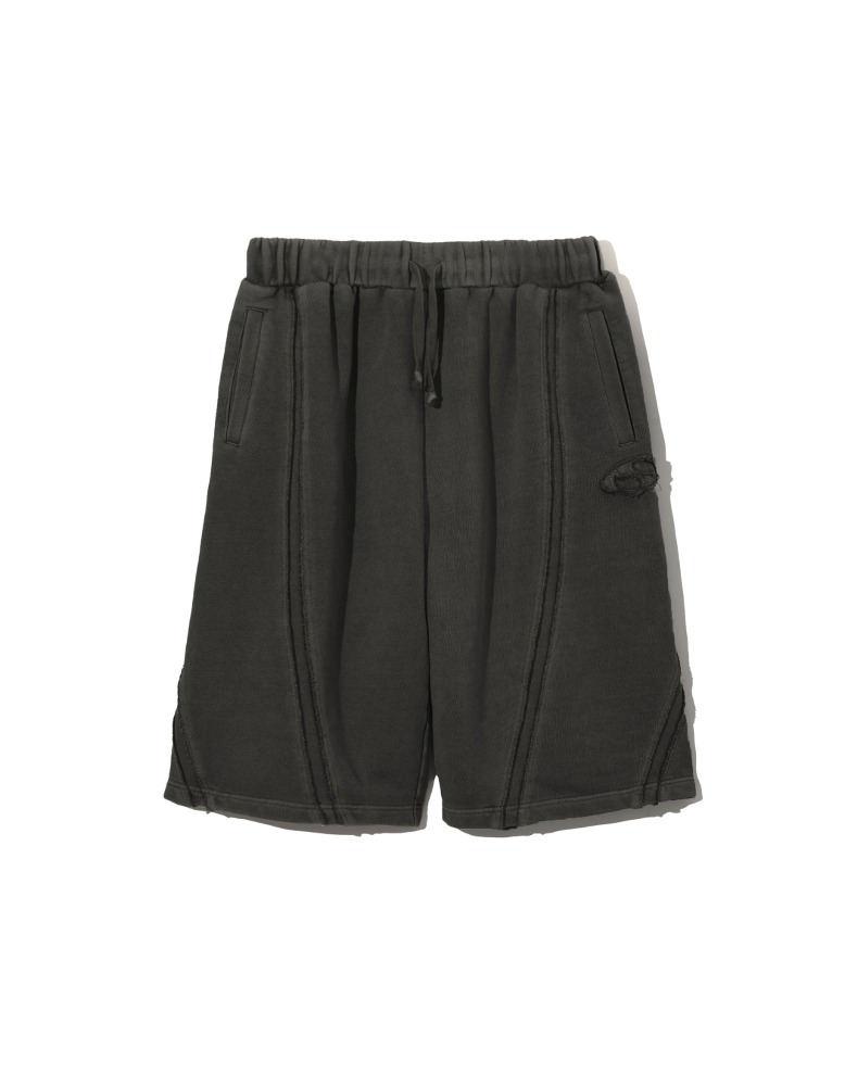 Curved Panel Sweat Shorts - Charcoal